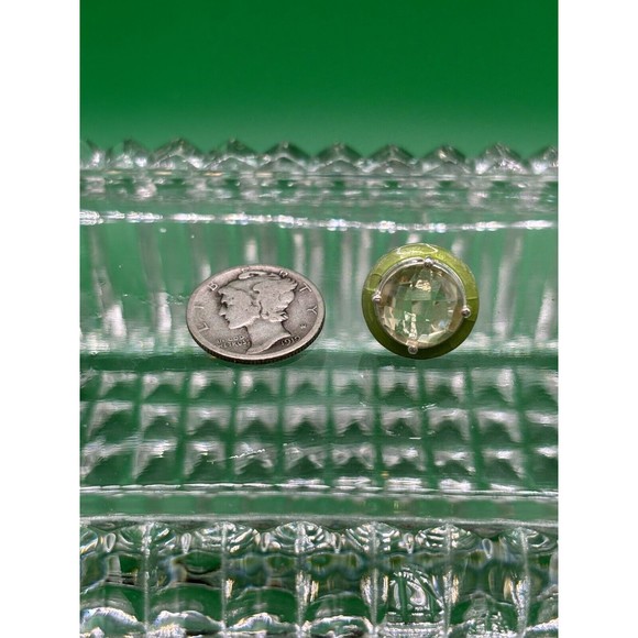 Faceted Citrine & Green Enamel Stud Earrings  From Closed Jewelry Store Gift Box - Picture 9 of 10
